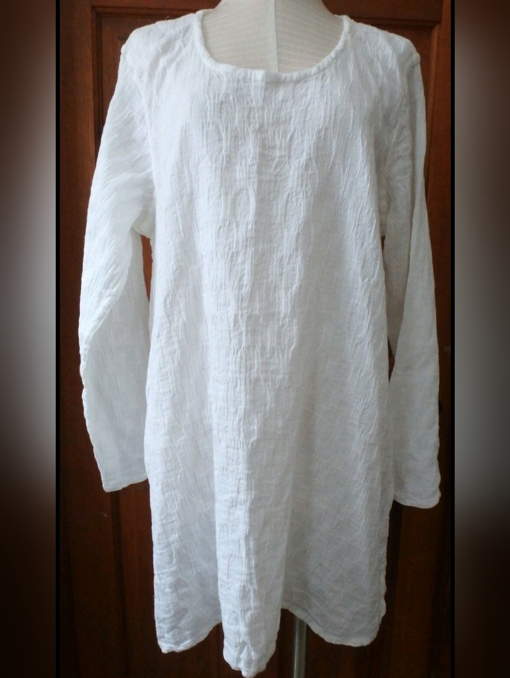 FLAX Effortless Tunic Resort Lagenlook Minimalist Coastal Gauze Linen Top Sz M